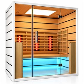 Infrarød kabine Select 3 personer - Energieffektiv sauna - A++- Infrarødt fuldt spektrum A.B.C +Mica Wave